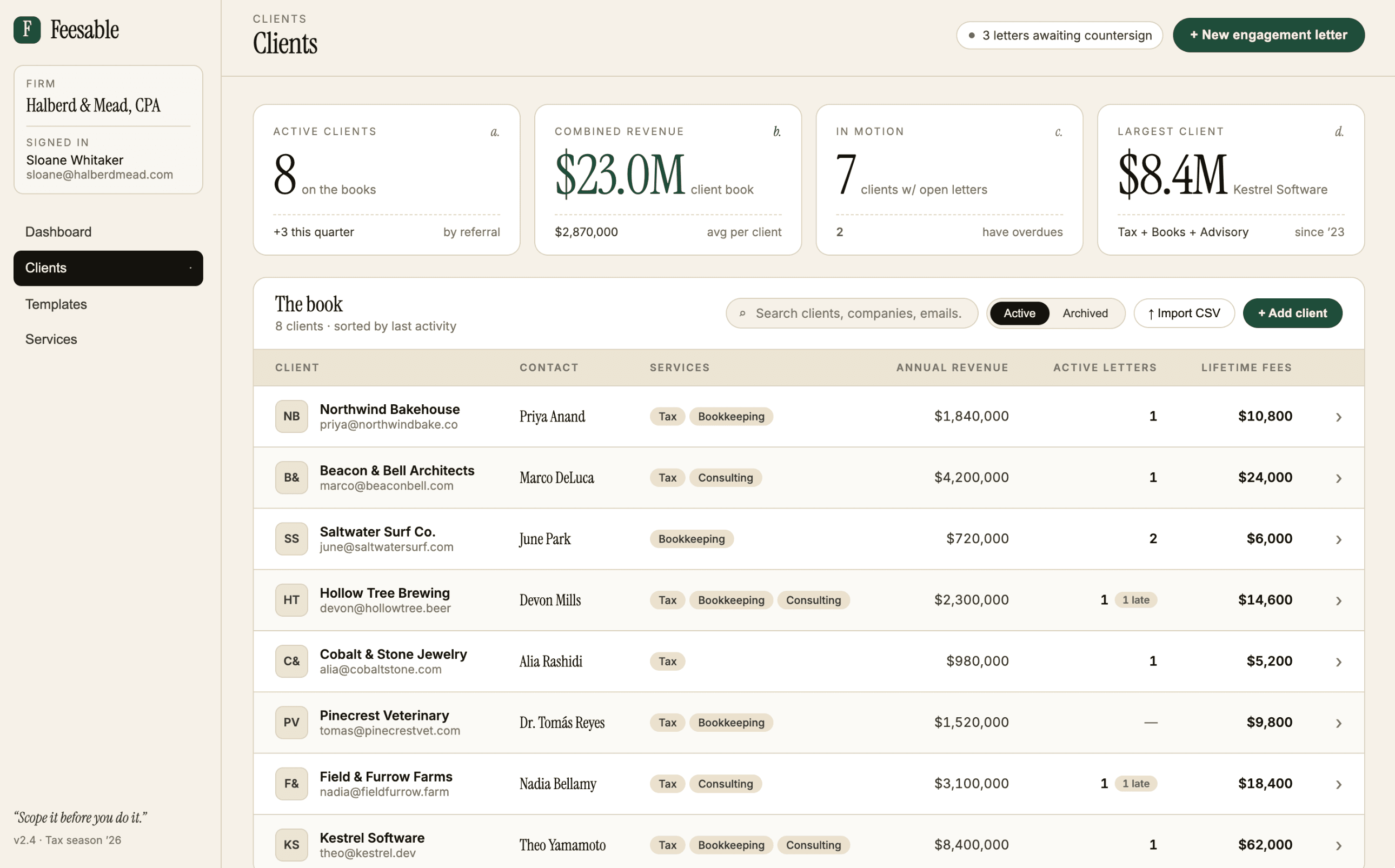Client management view